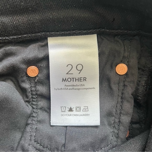 Mother The Dagger Flood Wide Leg Jeans - Bandana Hem - Black Wash - Size 29 - Picture 13 of 16